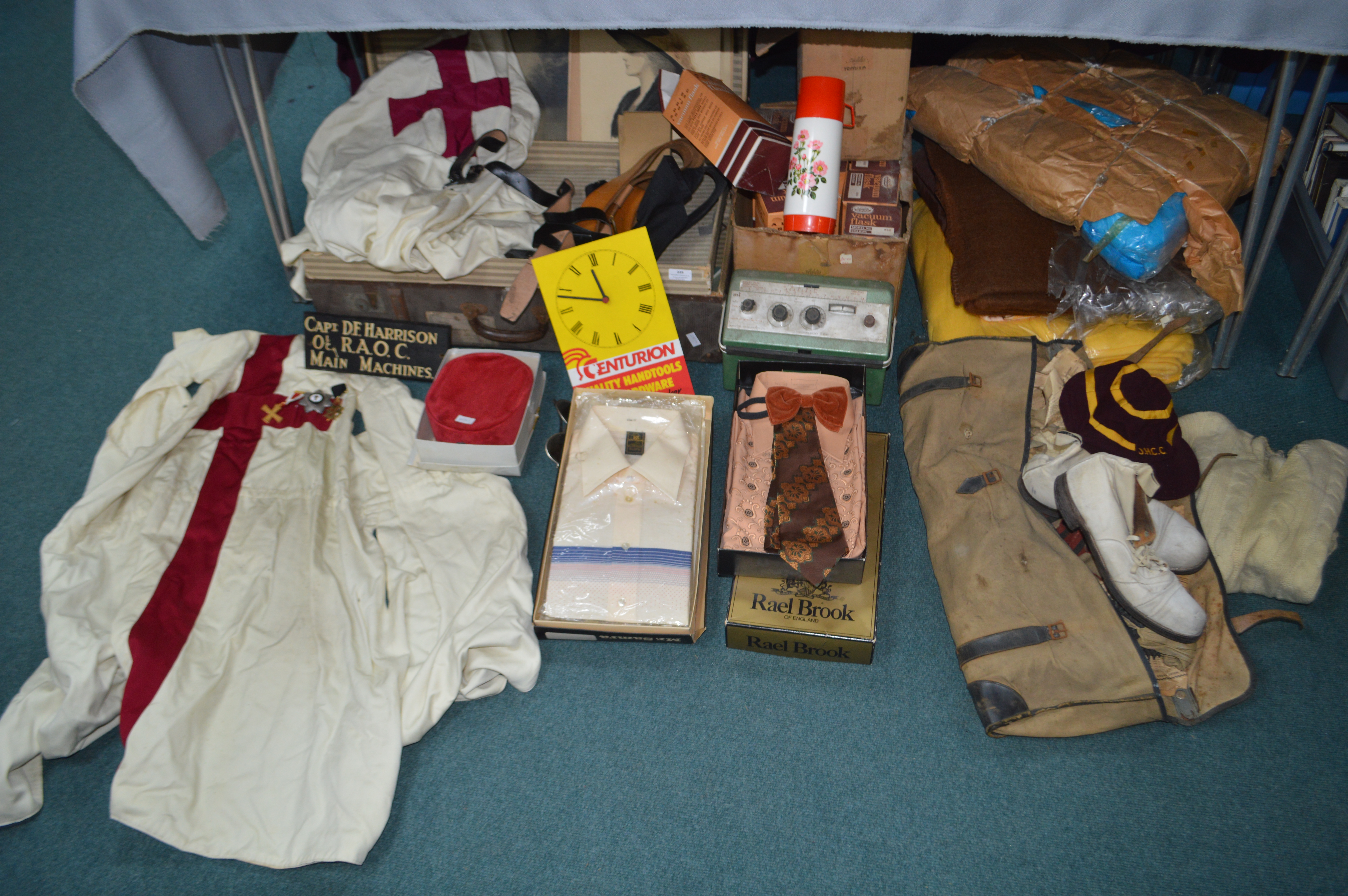 Suitcase Containing Vintage Clothing, Masonic, Cri