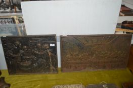 Two Cast Iron Decorative Panels