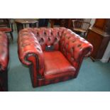 Red Leather Chesterfield Armchair