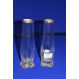 Pair of Cut Glass Vases with Hallmarked Silver Rims - London 1920