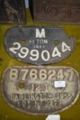 Two Wagon Plates Including "Darlington 1955" and O