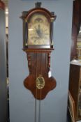 Walnut and mahogany Wall Clock with Painted Face a