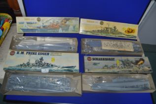 Four Air Fix 600th Scale German Warship Model Kits (sealed and unused)