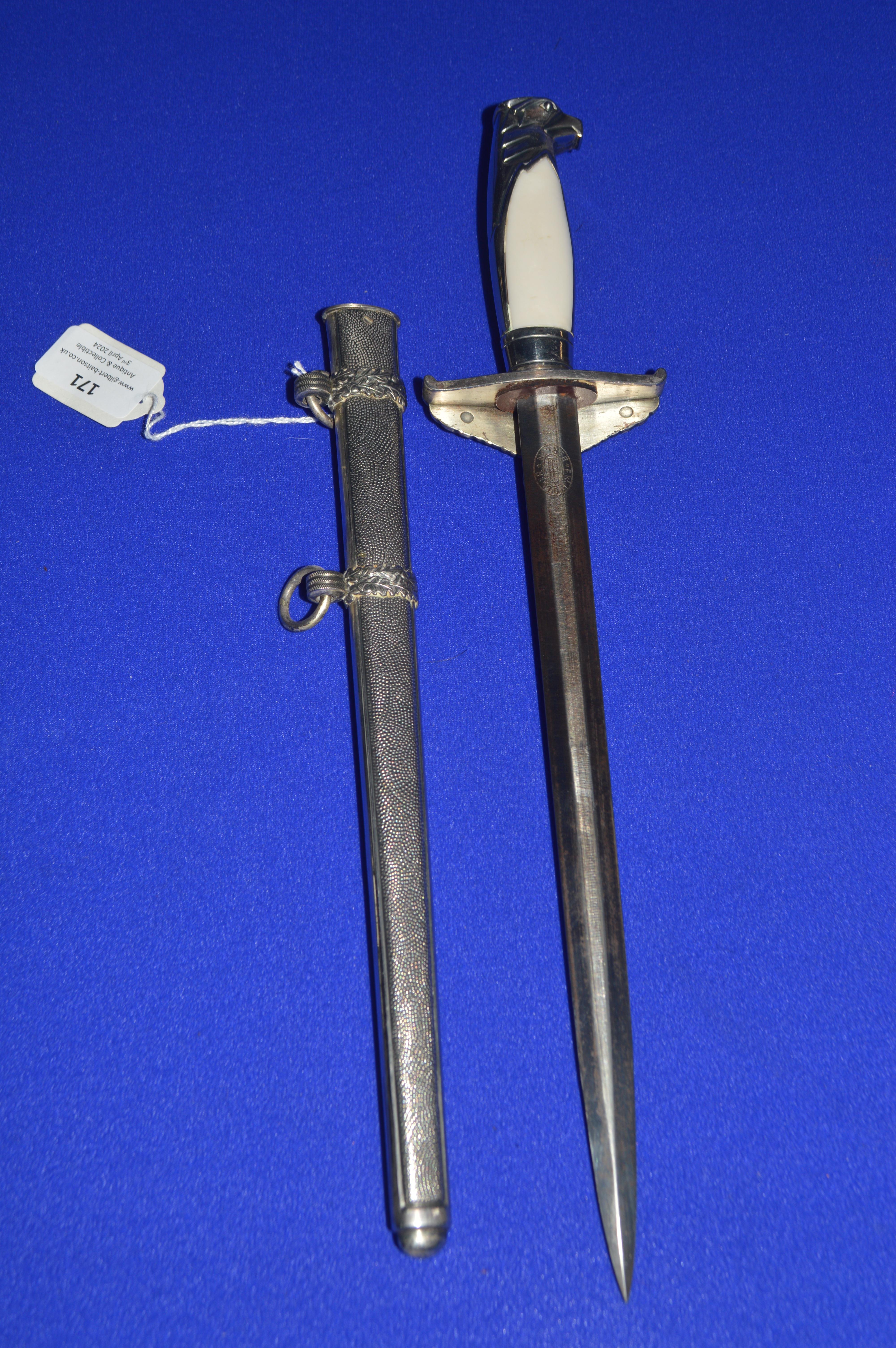 Reproduction German Officer Dress Dagger Stamped FW Holler - Image 3 of 4