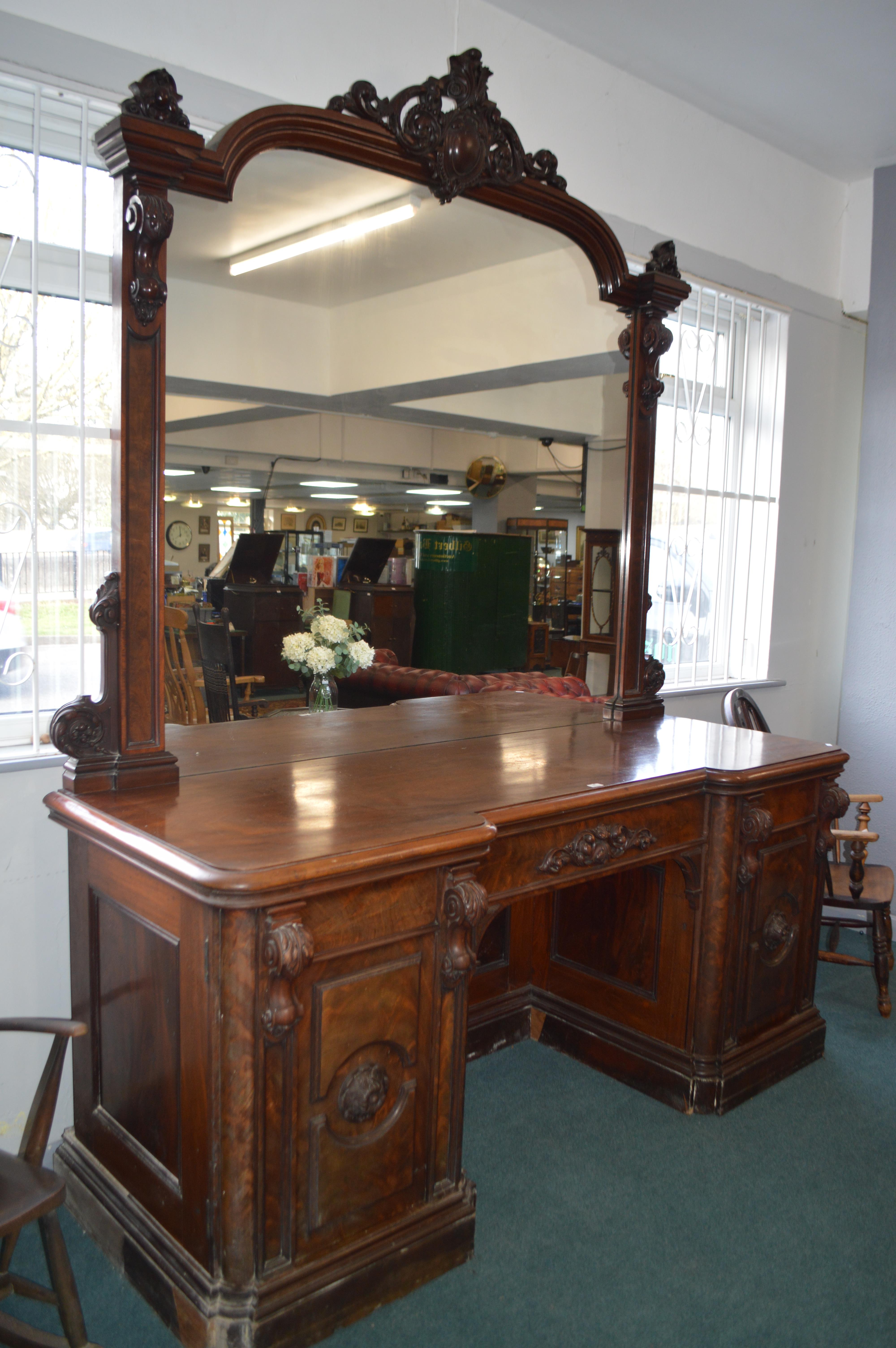 Large Victorian Mahogany Mirrored Back Sideboard w - Image 7 of 8