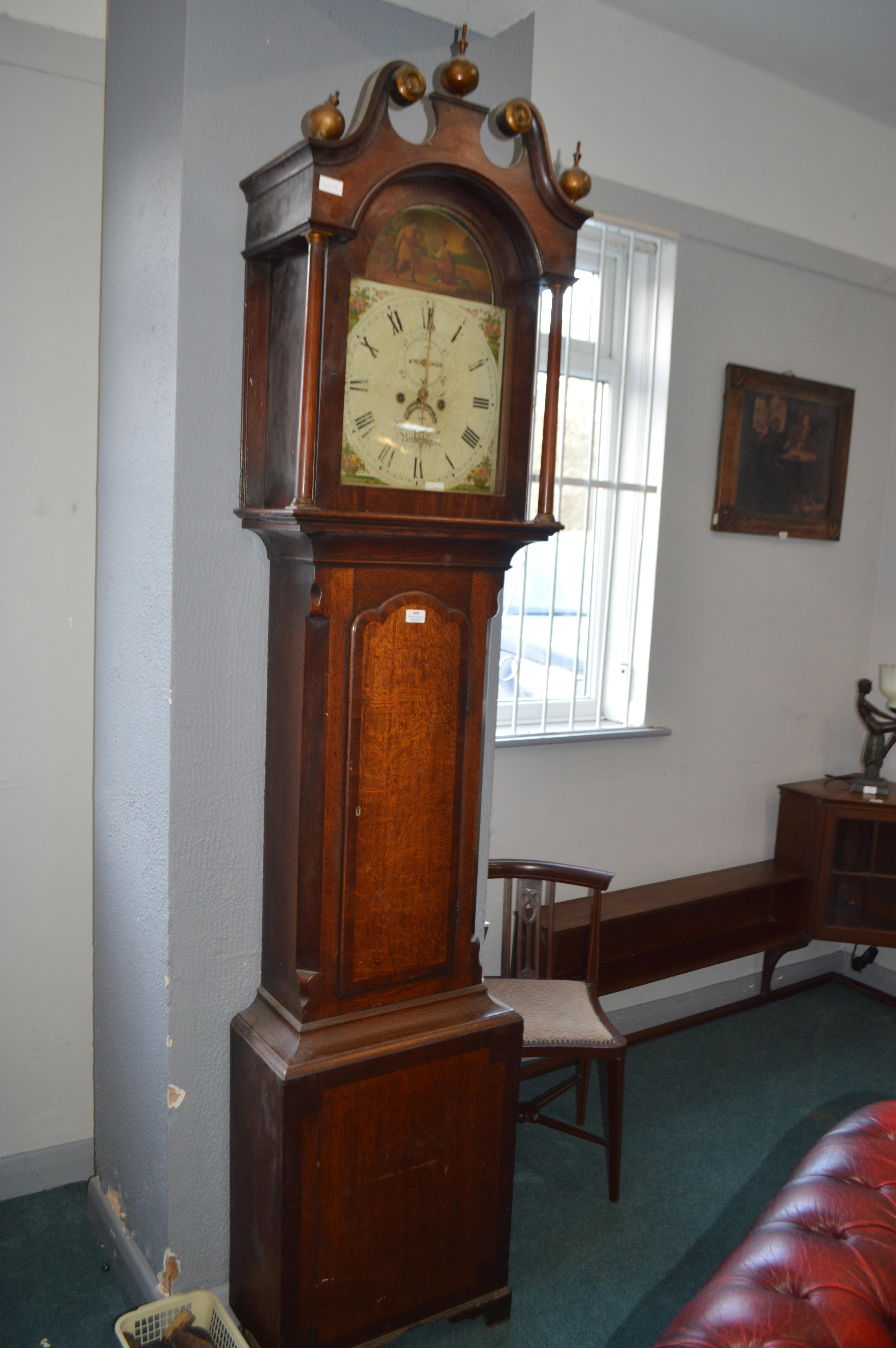 Oak Long Case Clock with Painted face by Craven Ly - Image 3 of 5