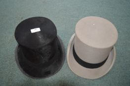 Two Top Hats by Moss Bros and Lincoln Bennett