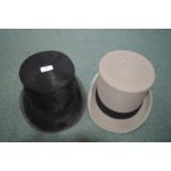 Two Top Hats by Moss Bros and Lincoln Bennett