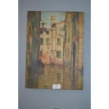 Oil on Canvas Venice Canal Scene (unsigned)