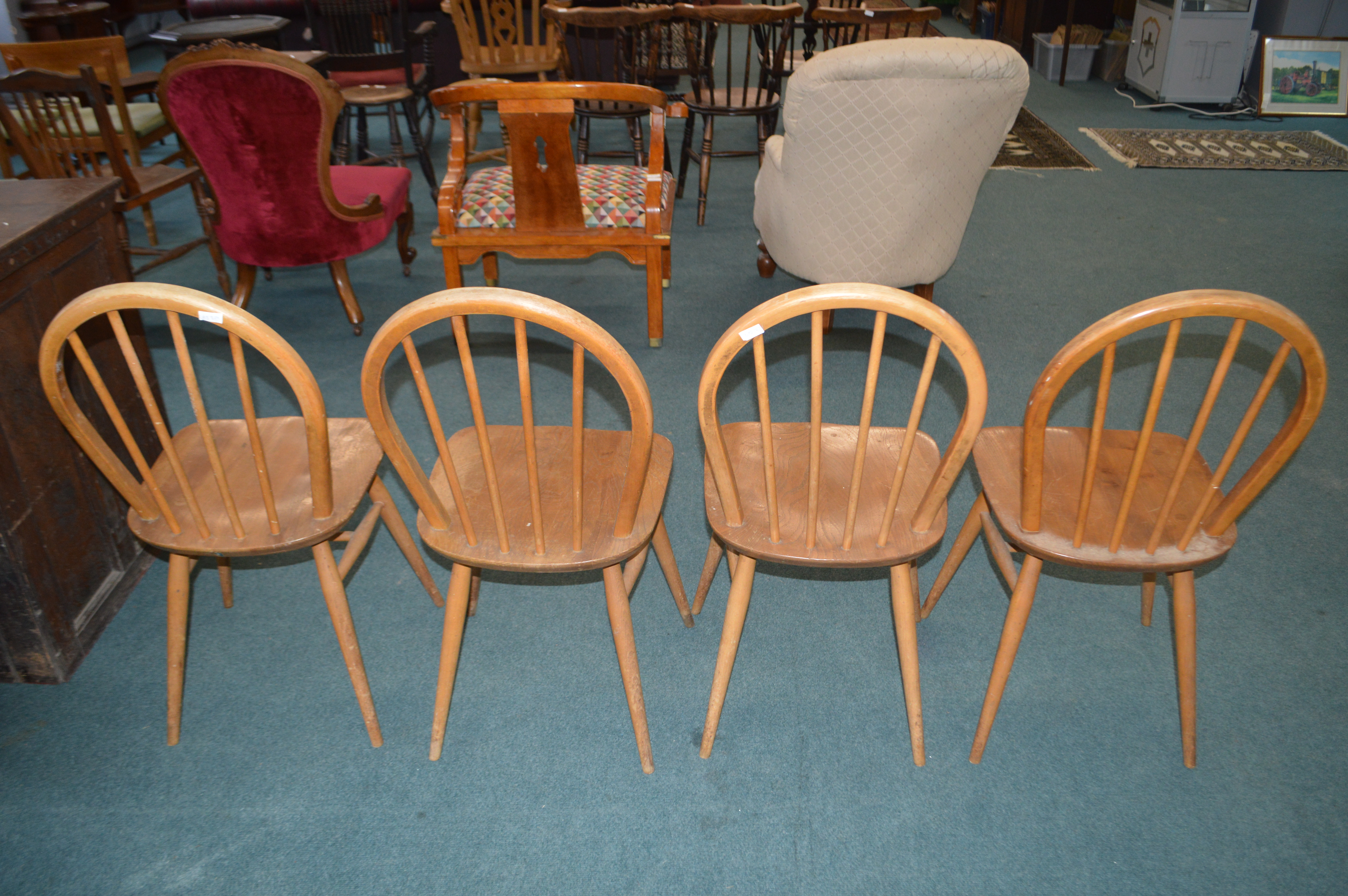 Set of Four Ercol Spindle Back Chairs - Image 3 of 3