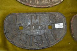 LMS cast Iron Wagon Plate "751311 20-tons"