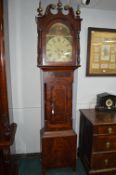 Long Case Clock with Painted Face and Veneered Cas