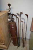 Scottish Golf Club Bag Containing Hickory and Othe