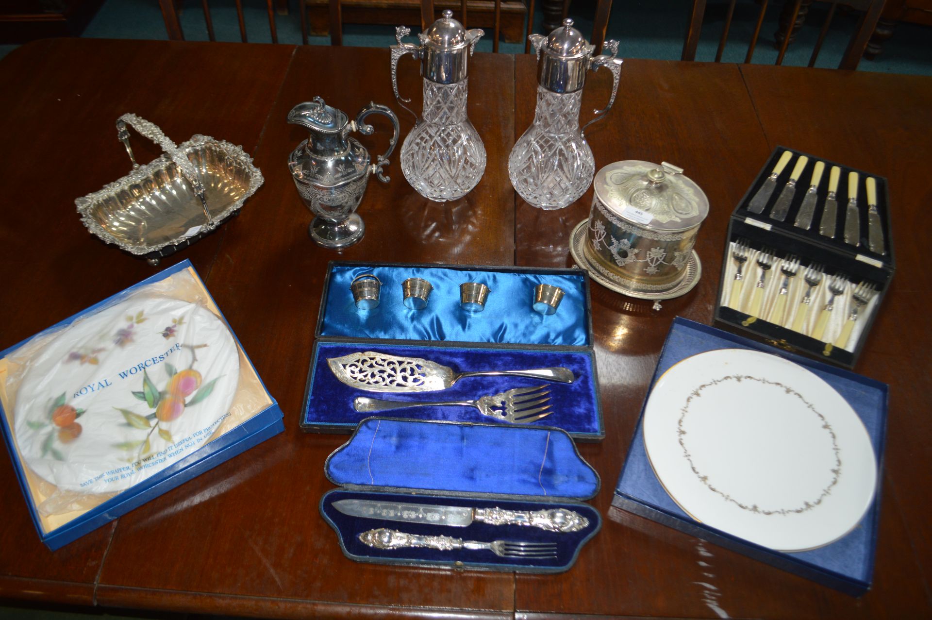 EPNS Cutlery Sets, Crystal Decanters, and Royal Wo