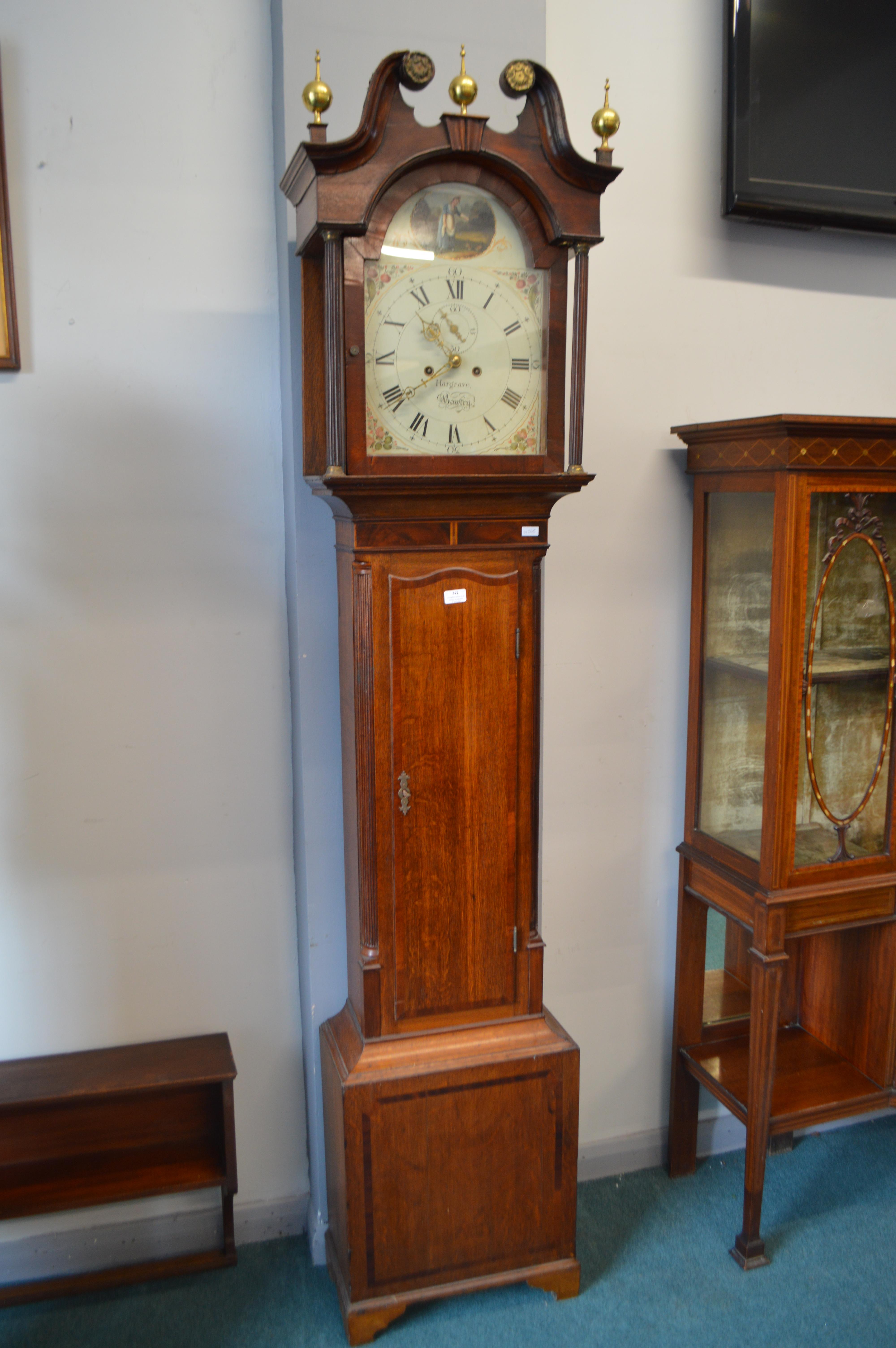 Long Case Clock with Painted Face and Oak & Mahoga - Image 2 of 5