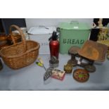 Kitchenalia Including Enamel Bread Bins, Scales, B