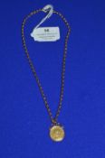 Victorian 1887 Half Sovereign with 9ct Gold Chain ~14g gross