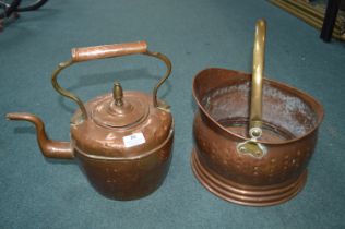 Victorian Copper Kettle and a Coal Scuttle