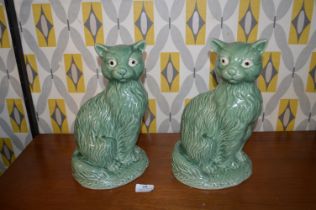 Pair of Sylvac Pottery Cat