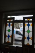 Pair of Leaded Glass Windows