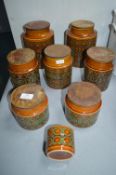 Seven Hornsea Pottery Bronte Pattern Storage Jars