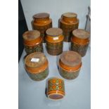 Seven Hornsea Pottery Bronte Pattern Storage Jars