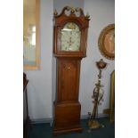 Oak Long Case Clock with Painted Face by Branner o