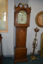 Oak Long Case Clock with Painted Face by Branner o