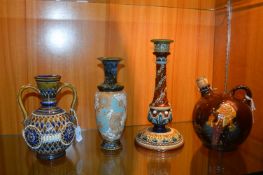 Royal Doulton Flagon, Candlestick, and Two Vases