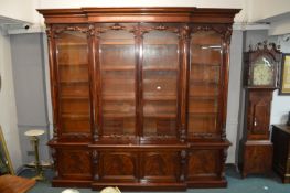 Large Victorian Break Front Glazed Bookcase in Mah