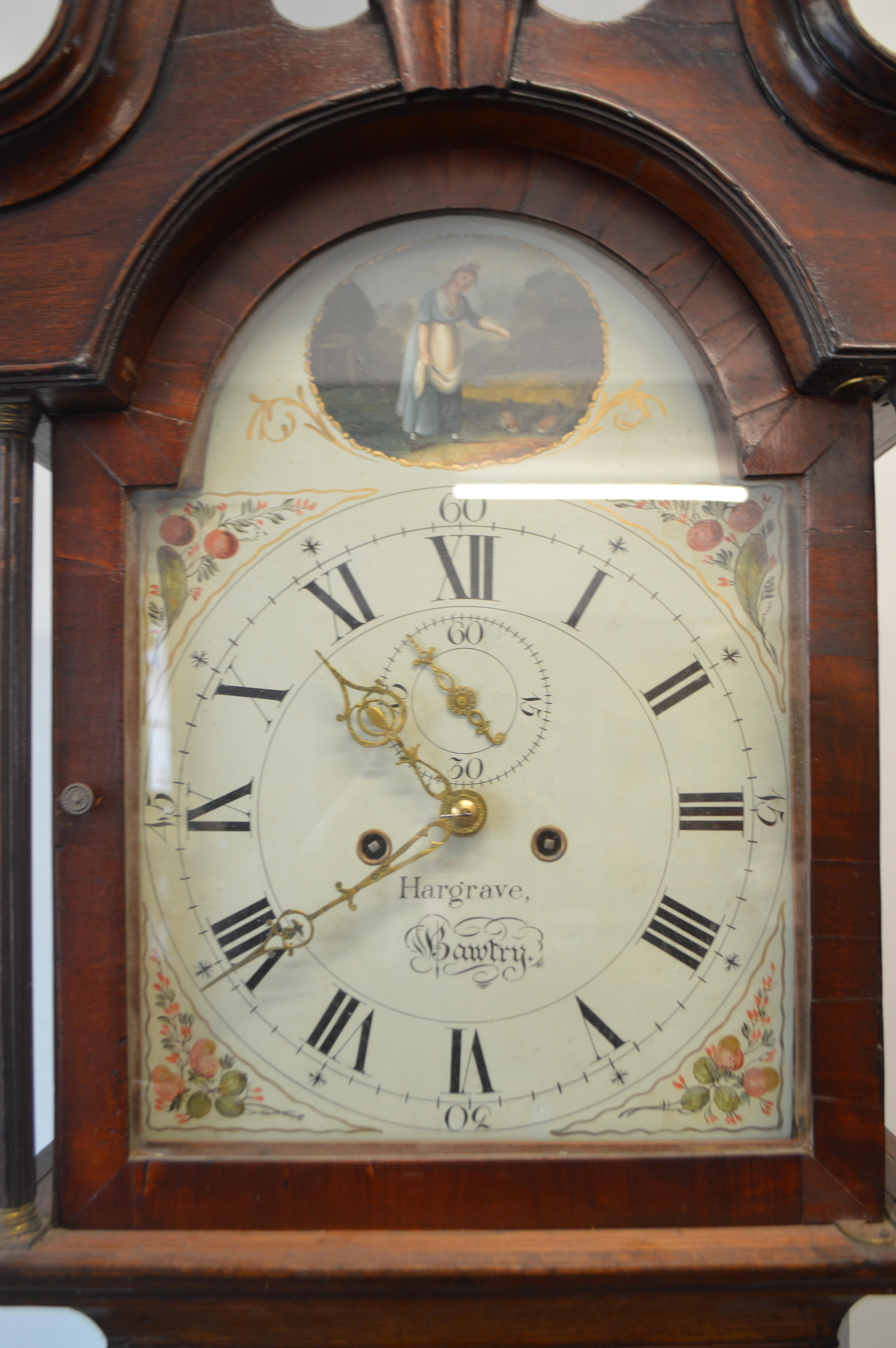 Long Case Clock with Painted Face and Oak & Mahoga - Image 4 of 5