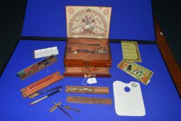 Rowney & Co. Artists Colorman Mahogany Cased Painting Set Including Ceramic Pallet