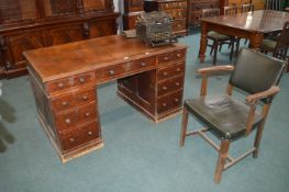 Mahogany Desk with Central Demi Drawer Compartment