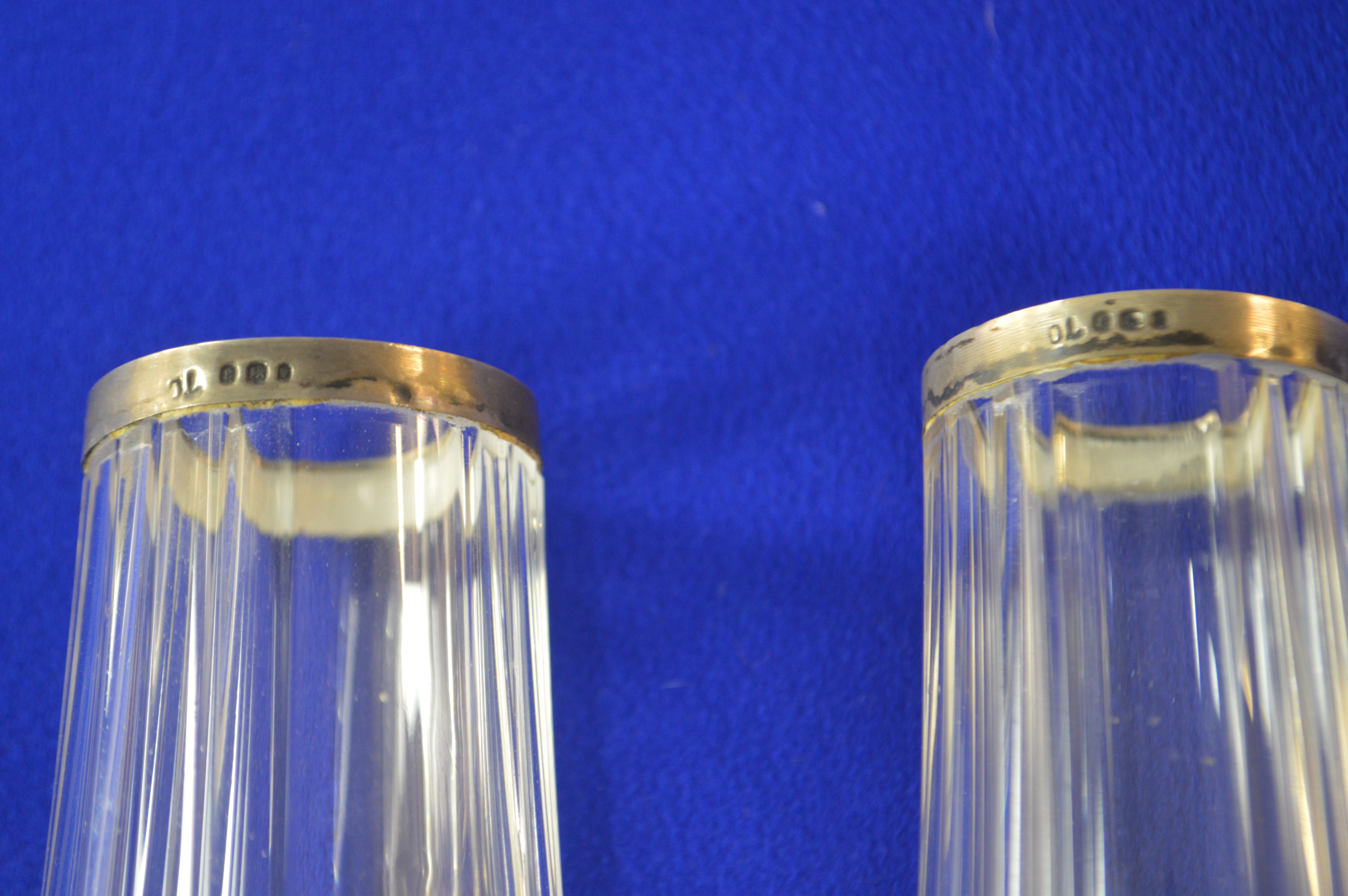 Pair of Cut Glass Vases with Hallmarked Silver Rims - London 1920 - Image 2 of 2