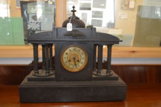 Large Slate Mantel Clock with Classical Columns an