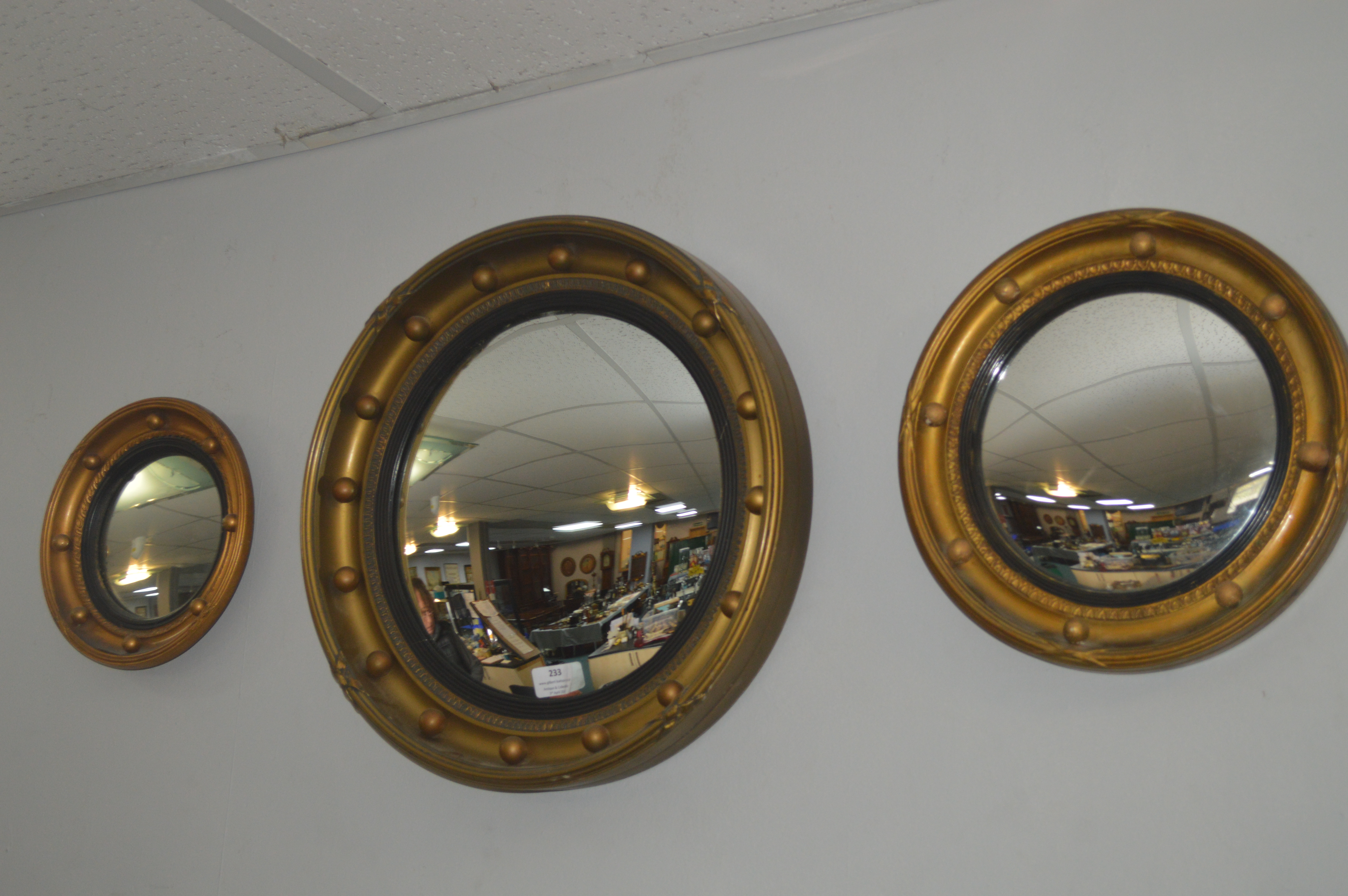 Set of Three Graduated Gilt Framed Convex Mirrors - Image 2 of 2