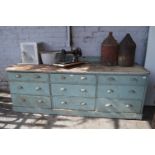 Victorian Pine Nine Drawer Shop Counter Unit 223cm wide x 72cm deep x 79cm high