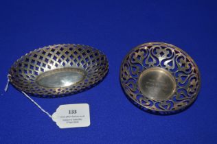 Two Silver Pierced Dishes - Birmingham 1910-1912, 98g gross