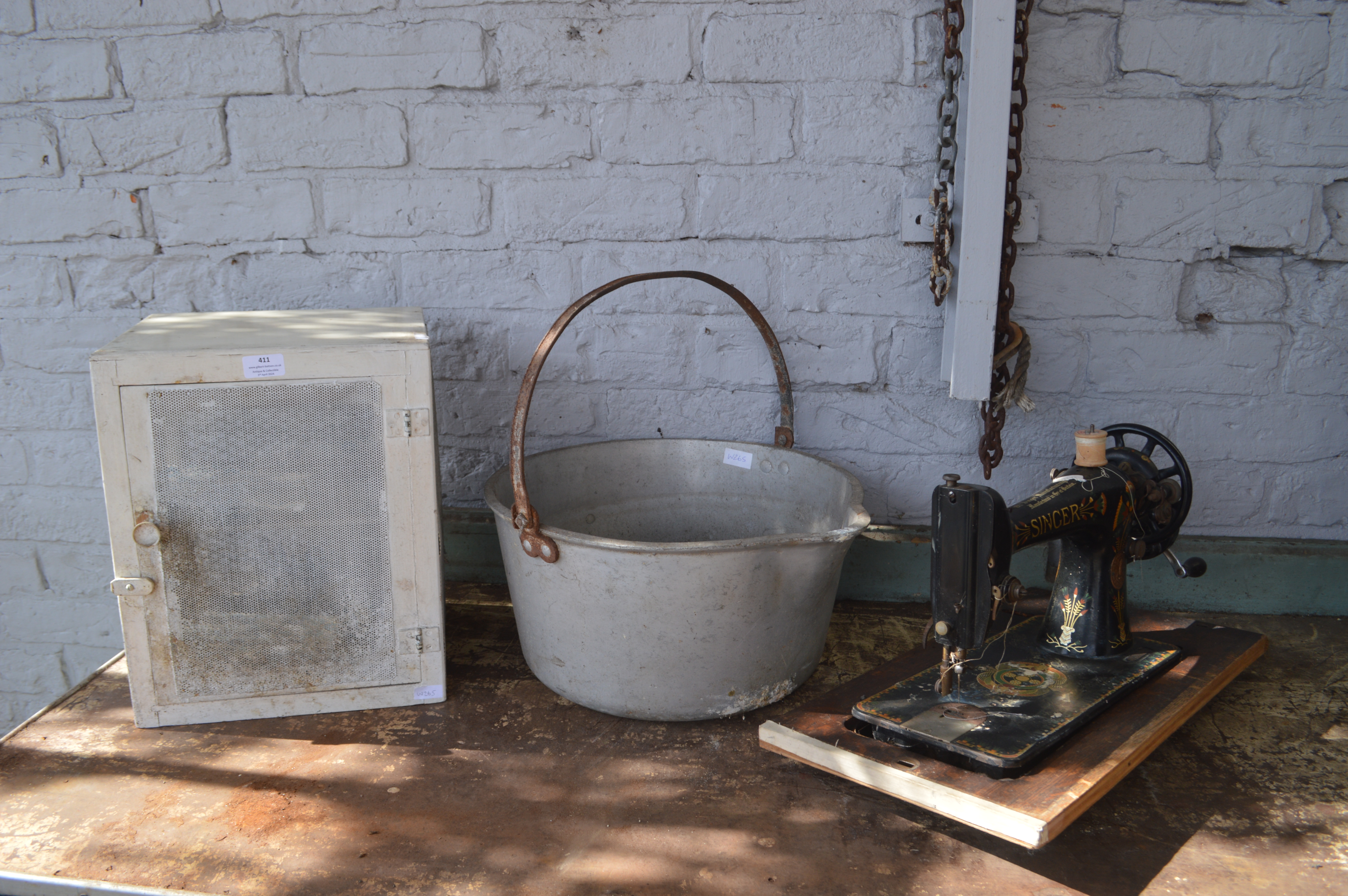 Meat Safe, Jam Pan, and a Sewing Machine