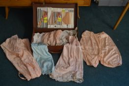 Case Containing Vintage Underwear Including Old Ne