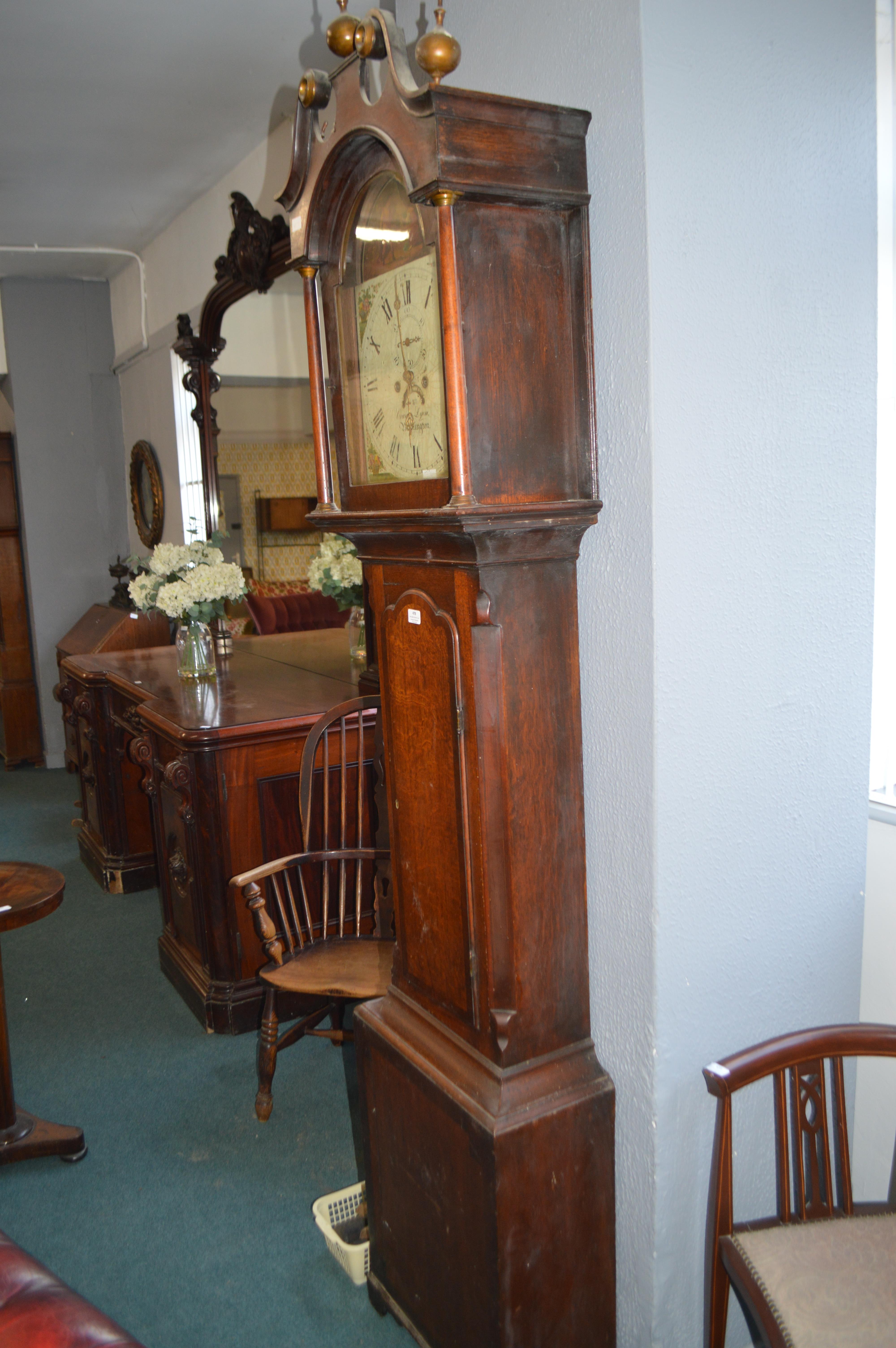 Oak Long Case Clock with Painted face by Craven Ly - Image 5 of 5