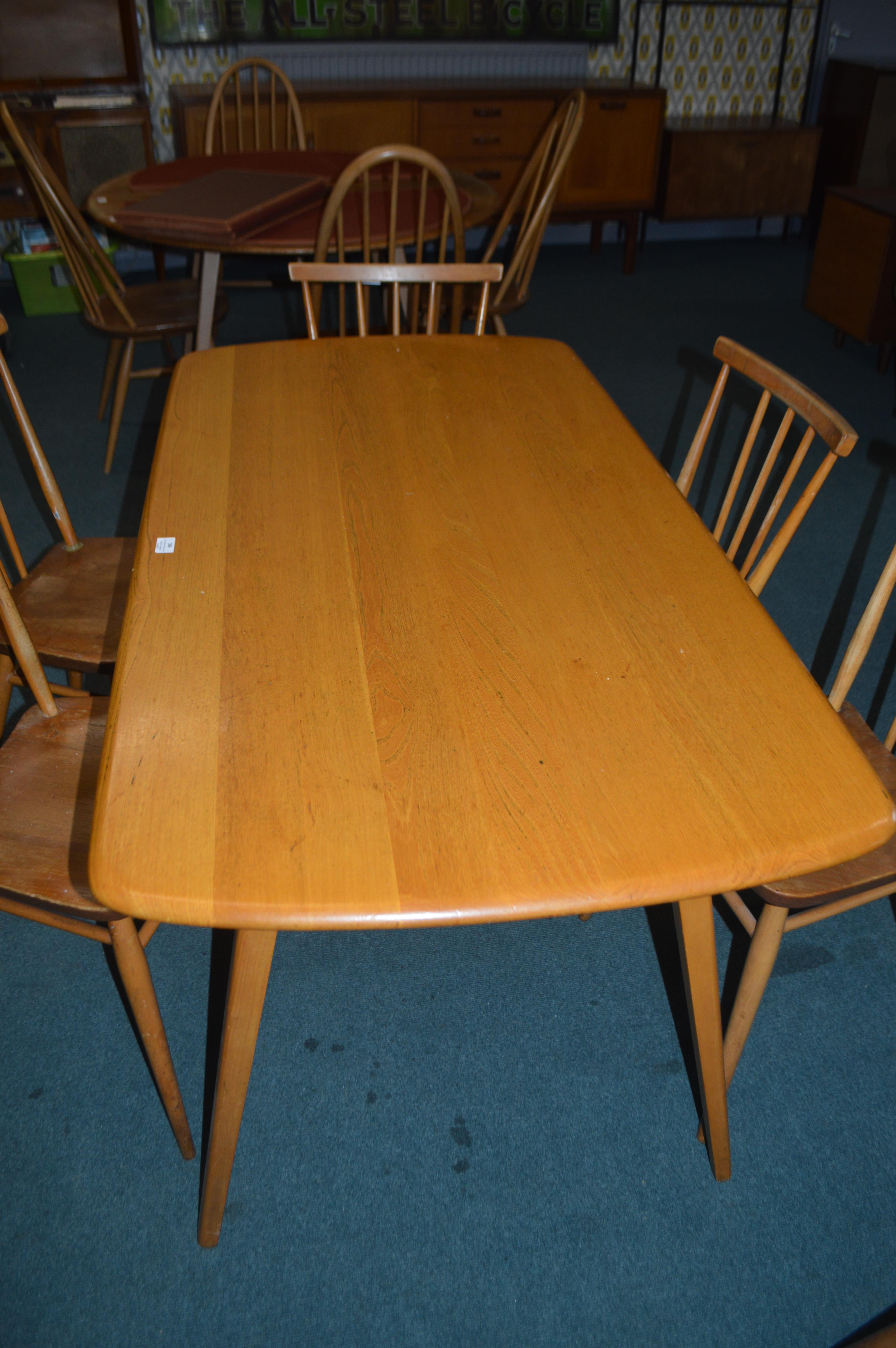 Ercol Dining Table and Six Matching Spindle Back C - Image 3 of 10