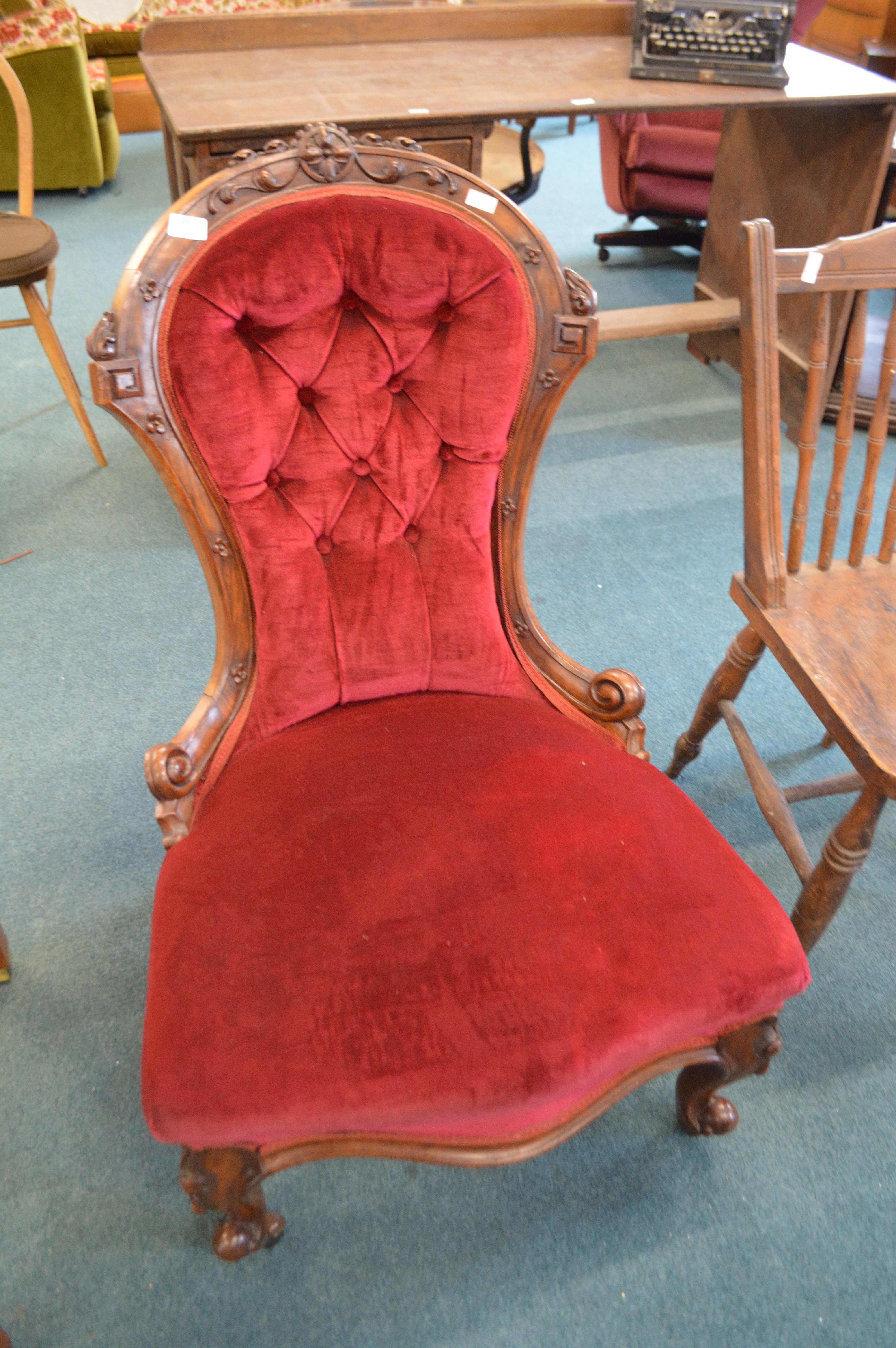 Victorian Carved Mahogany Nursing Chair - Image 2 of 2