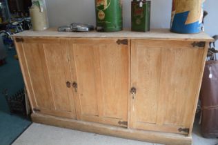 Large Pine Three Door School Cupboard