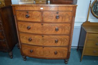 Victorian Bow Front Walnut Veneered Two over Three