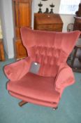 Burgundy Dralon Upholstered Wingback Swivel Chair