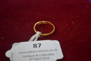 22ct Gold Wedding Band ~2.9g Size: K