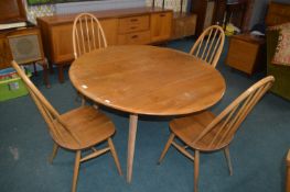 Ercol Oval Drop Leaf Dining Table with Four Matchi