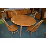 Ercol Oval Drop Leaf Dining Table with Four Matchi