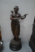 Spelter Figure of a Mandolin Player